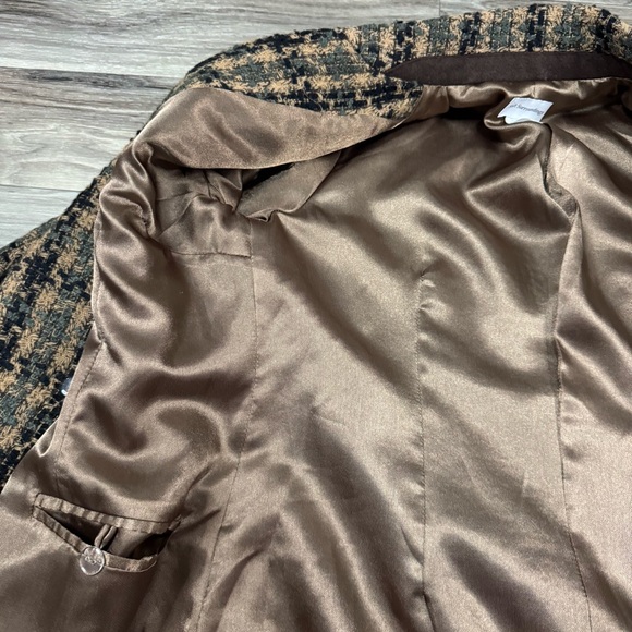 Soft Surroundings Yorkshire Houndstooth Green Tweed Coat Size Petite Small - Picture 3 of 10